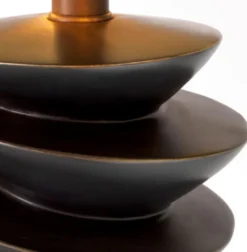 Casa Padrino Luxus Tischleuchte Schwarz / Bronze Ø 44 x H. 80,5 cm - Schreibtischleuchte mit rundem Lampenschirm und Granitsockel - Luxus Tischleuchten - Luxus Schreibtischleuchten