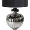 Casa Padrino Luxus Tischleuchte Silber / Schwarz Ø 40 x H. 80 cm - Messing Tischlampe mit Lampenschirm