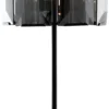 Casa Padrino Luxus Tischleuchte Schwarz / Grau Ø 48 x H. 86 cm - Runde Tischlampe mit getöntem Glas und Marmorfuß - Luxus Kollektion