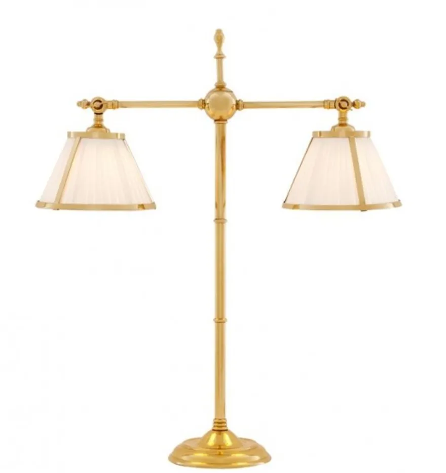 Casa Padrino Luxus Tischleuchte aus Messing in poliertem Messing - Durchmesser 18 x 62 cm - Höhe 73 cm