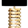Casa Padrino Luxus Tischleuchte Gold Finish mit schwarzem Lampenschirm, 74 x 50 cm - Elegante Designerleuchte