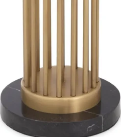Casa Padrino Luxus Tischleuchte Antik Messingfarben / Schwarz Ø 45 x H. 83 cm - Moderne Metall Schreibtischleuchte mit Marmorsockel und rundem Lampenschirm - Wohnzimmer Lampe