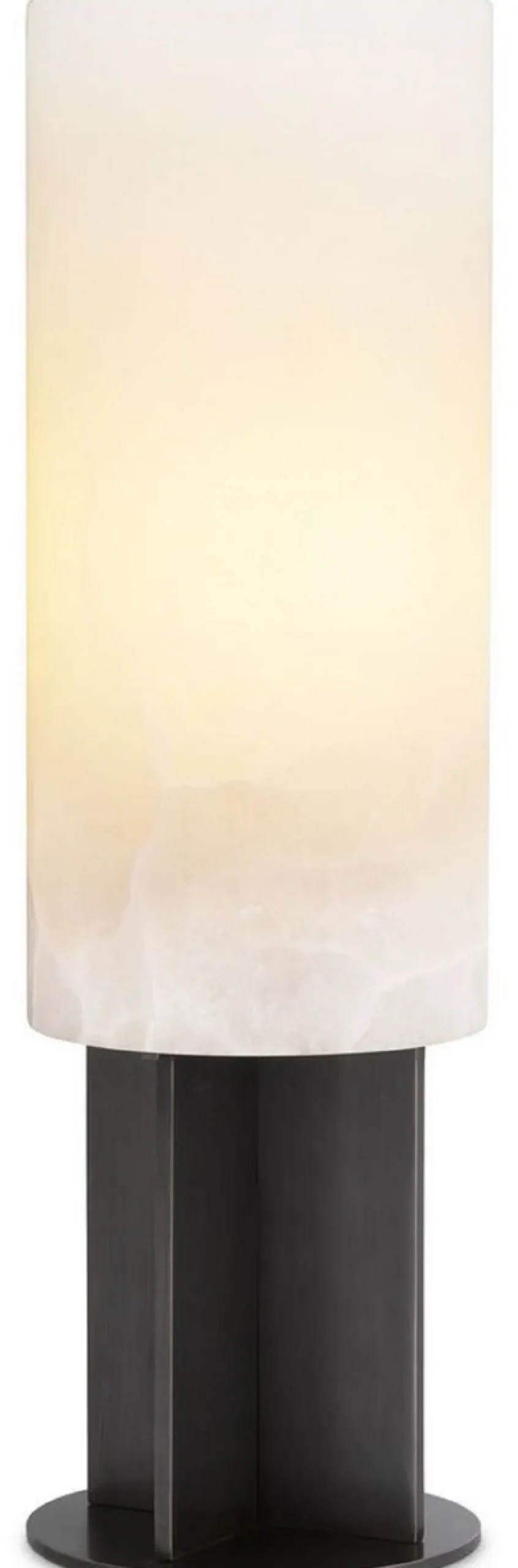 Casa Padrino Luxus Tischleuchte Bronze / Alabaster Ø 14 x H. 47 cm - Moderne Tischlampe mit rundem Alabaster Lampenschirm - Luxus Leuchten