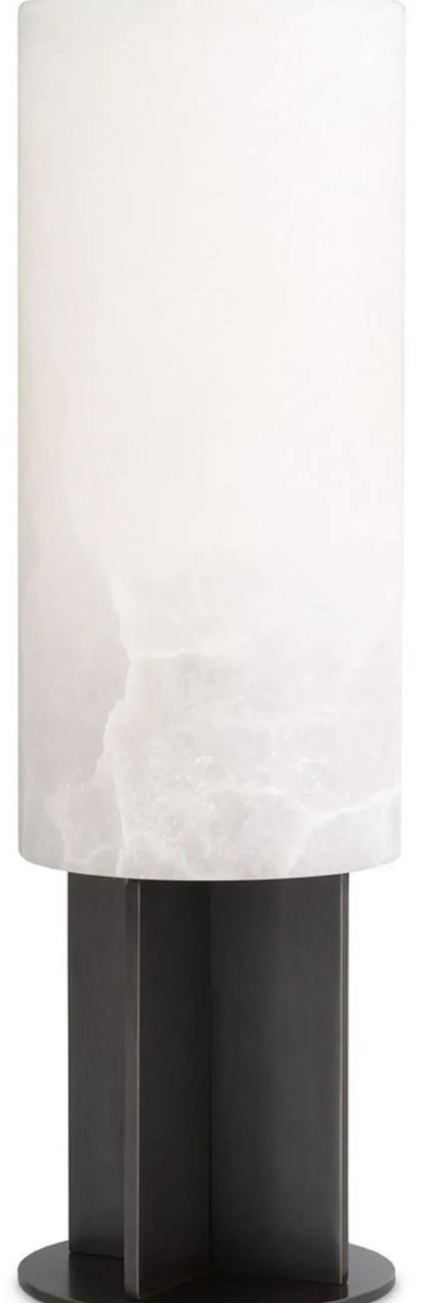 Casa Padrino Luxus Tischleuchte Bronze / Alabaster Ø 14 x H. 47 cm - Moderne Tischlampe mit rundem Alabaster Lampenschirm - Luxus Leuchten
