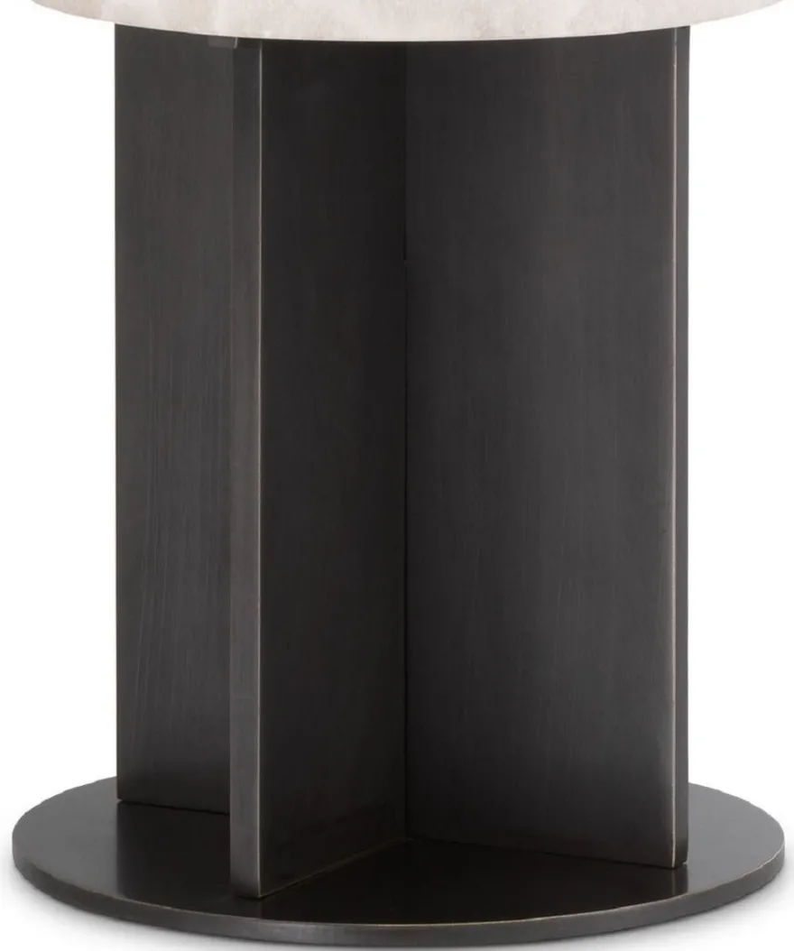 Casa Padrino Luxus Tischleuchte Bronze / Alabaster Ø 14 x H. 47 cm - Moderne Tischlampe mit rundem Alabaster Lampenschirm - Luxus Leuchten