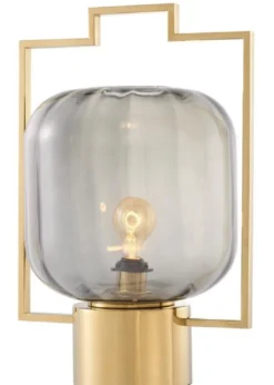 Casa Padrino Luxus Tischleuchte Gold / Grau 32 x H. 48,5 cm - Hotel & Restaurant Tischlampe