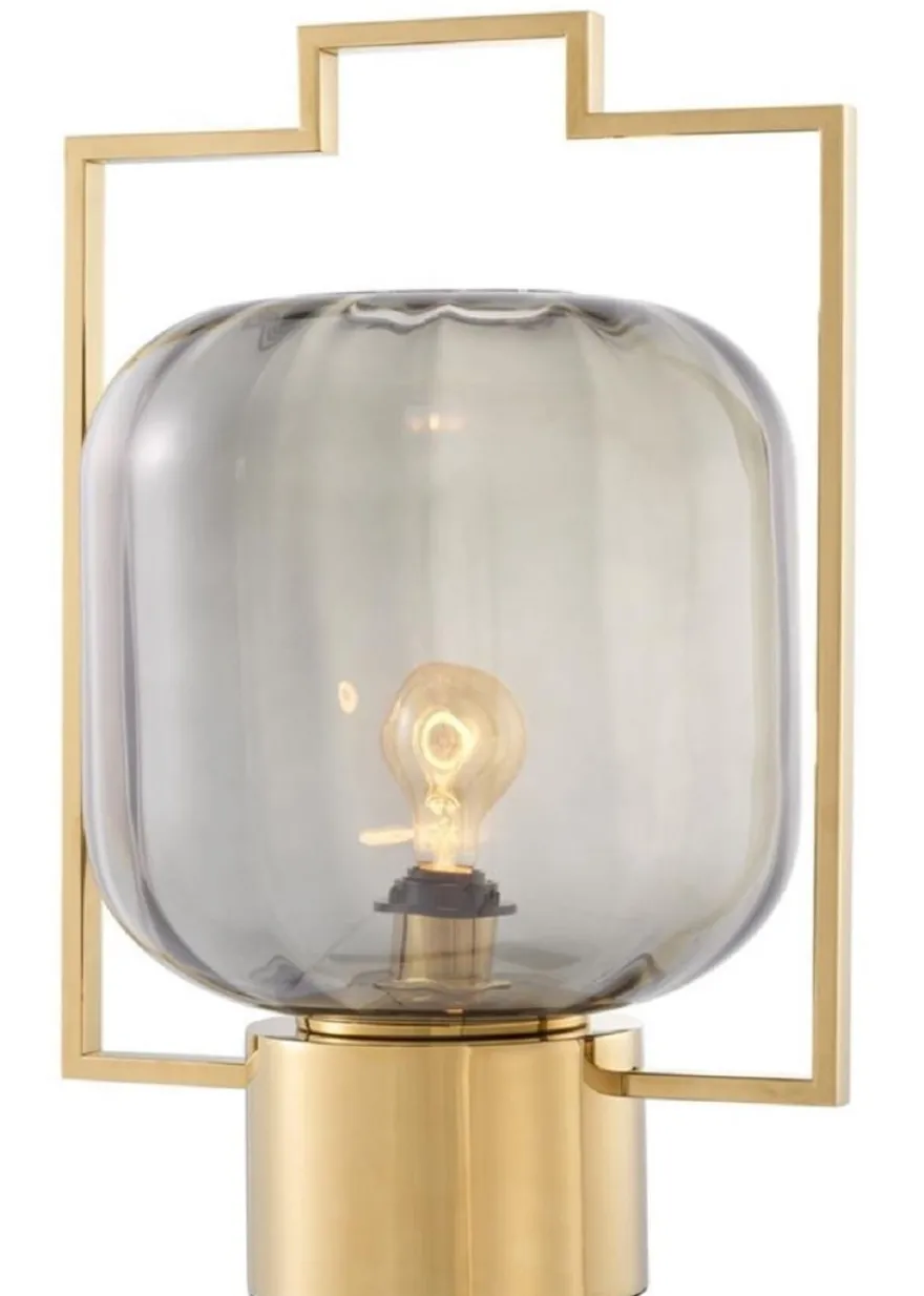 Casa Padrino Luxus Tischleuchte Gold / Grau 32 x H. 48,5 cm - Hotel & Restaurant Tischlampe