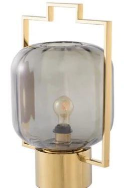 Casa Padrino Luxus Tischleuchte Gold / Grau 32 x H. 48,5 cm - Hotel & Restaurant Tischlampe