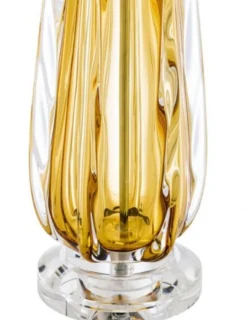Casa Padrino Luxus Tischleuchte in Gelb und Gold - 75,5 cm Höhe - Elegante Designleuchte für gehobene Wohnräume