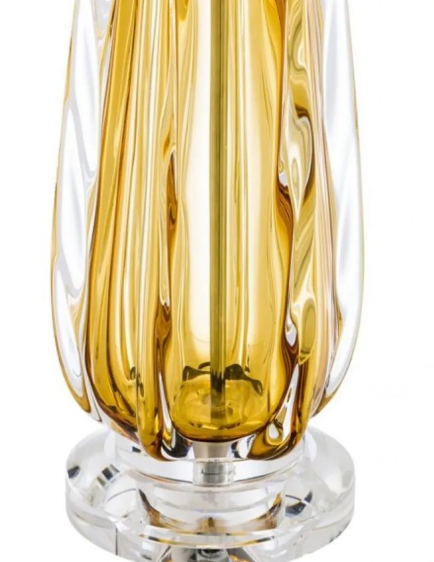 Casa Padrino Luxus Tischleuchte in Gelb und Gold - 75,5 cm Höhe - Elegante Designleuchte für gehobene Wohnräume