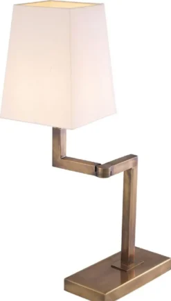 Casa Padrino Luxus Tischleuchte Vintage Messingfarben / Weiß H. 69 cm - Edle Schreibtischleuchte mit Schwenkarm und Lampenschirm - Luxus Qualität
