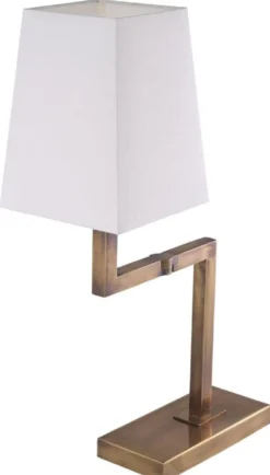 Casa Padrino Luxus Tischleuchte Vintage Messingfarben / Weiß H. 69 cm - Edle Schreibtischleuchte mit Schwenkarm und Lampenschirm - Luxus Qualität