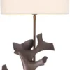 Casa Padrino Luxus Tischleuchte Bronze / Schwarz / Creme 35 x 35 x H. 85,5 cm - Schreibtischleuchte mit quadratischem Lampenschirm - Luxus Tischleuchten - Luxus Schreibtischleuchten