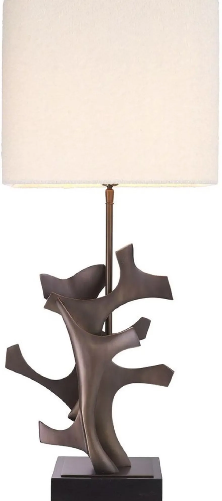 Casa Padrino Luxus Tischleuchte Bronze / Schwarz / Creme 35 x 35 x H. 85,5 cm - Schreibtischleuchte mit quadratischem Lampenschirm - Luxus Tischleuchten - Luxus Schreibtischleuchten