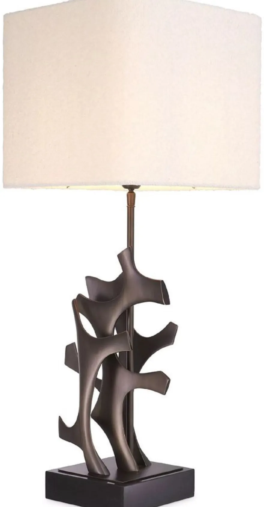 Casa Padrino Luxus Tischleuchte Bronze / Schwarz / Creme 35 x 35 x H. 85,5 cm - Schreibtischleuchte mit quadratischem Lampenschirm - Luxus Tischleuchten - Luxus Schreibtischleuchten