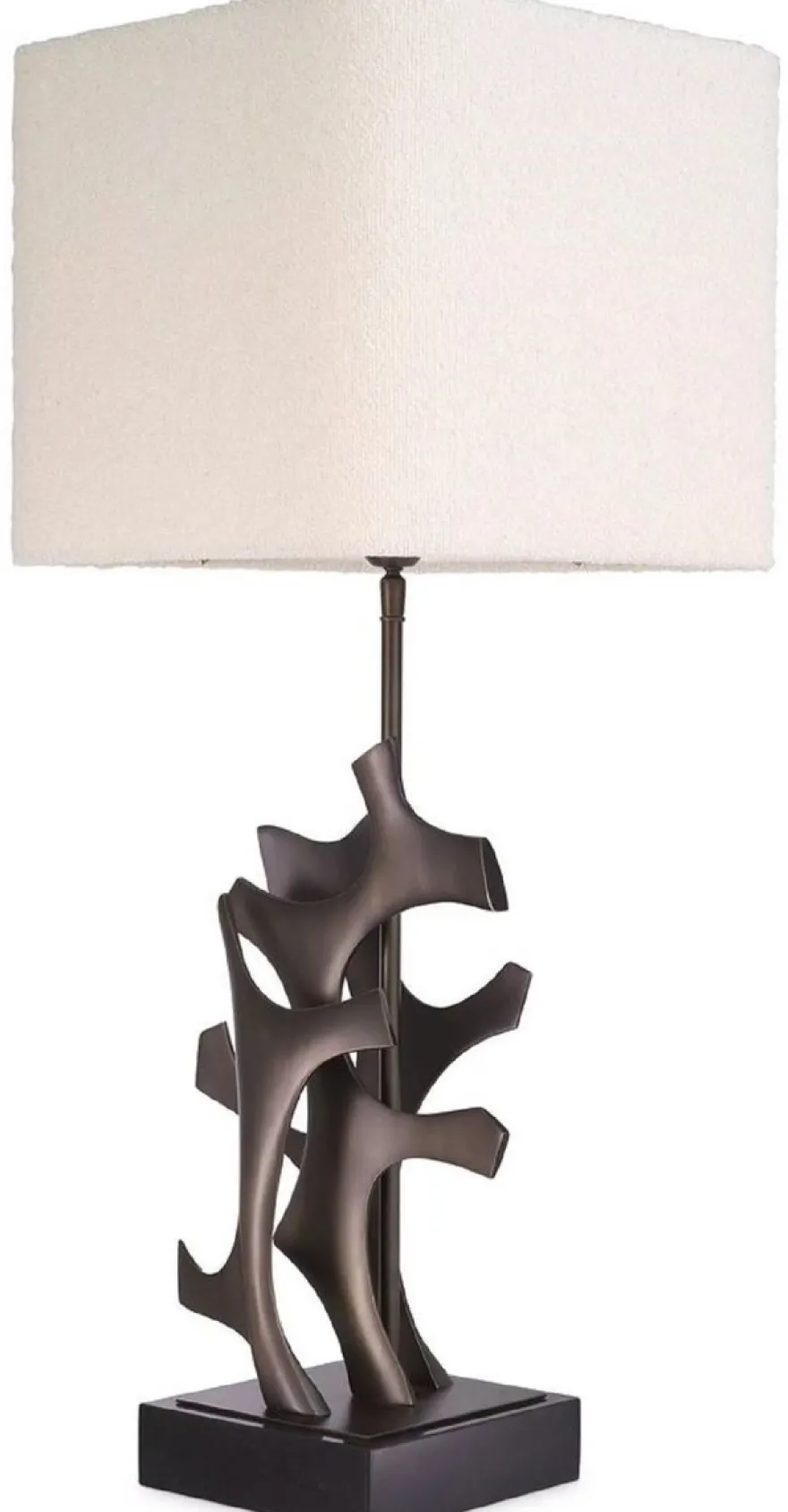 Casa Padrino Luxus Tischleuchte Bronze / Schwarz / Creme 35 x 35 x H. 85,5 cm - Schreibtischleuchte mit quadratischem Lampenschirm - Luxus Tischleuchten - Luxus Schreibtischleuchten
