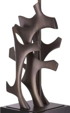 Casa Padrino Luxus Tischleuchte Bronze / Schwarz / Creme 35 x 35 x H. 85,5 cm - Schreibtischleuchte mit quadratischem Lampenschirm - Luxus Tischleuchten - Luxus Schreibtischleuchten