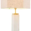 Casa Padrino Luxus Tischleuchte Weiß / Antik Messing / Grau 46 x 46 x H. 84,5 cm - Alabaster Schreibtischleuchte mit sechseckigem Lampenschirm - Luxus Tischleuchten - Luxus Schreibtischleuchten