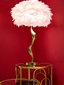 Casa Padrino Luxus Tischleuchte Gold / Rosa Ø 40 x H. 63 cm