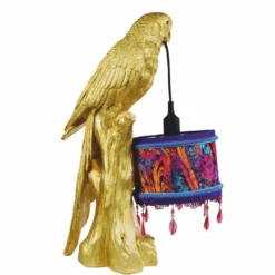 Casa Padrino Luxus Tischleuchte Papagei Gold / Bunt H. 61 cm - Luxus Leuchten