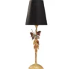 Casa Padrino Luxus Tischleuchte Schmetterling Schwarz / Gold, H 53 cm - Handgefertigte Designer Lampe aus Italien
