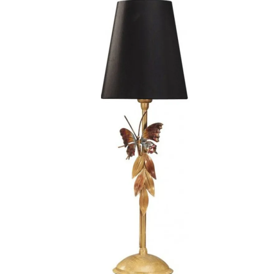 Casa Padrino Luxus Tischleuchte Schmetterling Schwarz / Gold, H 53 cm - Handgefertigte Designer Lampe aus Italien