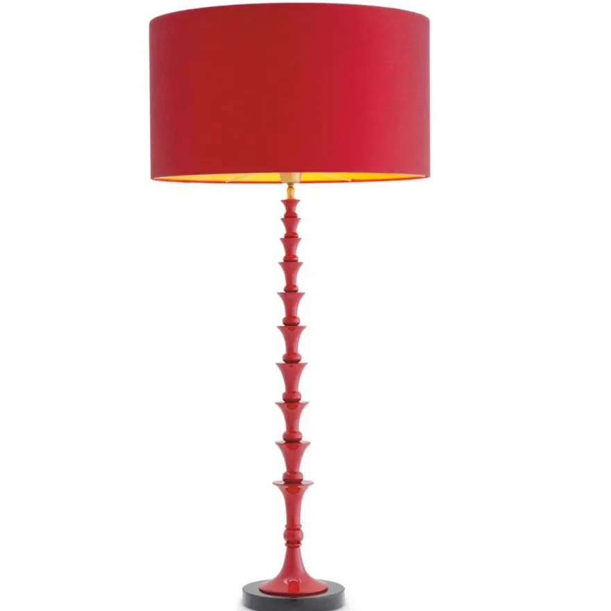Casa Padrino Luxus Tischleuchte Bordeauxrot / Schwarz H. 112,5 cm - Luxus Qualität