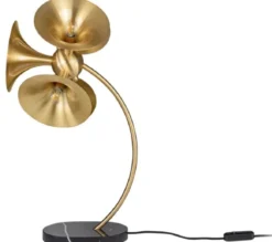 Casa Padrino Luxus Tischleuchte Messingfarben / Schwarz 41 x 41 x H. 77 cm - Schreibtischlampe - Messing Lampe mit Marmorfuß - Wohnzimmer Lampe - Büro Lampe
