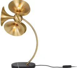 Casa Padrino Luxus Tischleuchte Messingfarben / Schwarz 41 x 41 x H. 77 cm - Schreibtischlampe - Messing Lampe mit Marmorfuß - Wohnzimmer Lampe - Büro Lampe