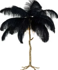 Casa Padrino Luxus Tischleuchte Palme Schwarz / Gold 75 x 75 x H. 80 cm - Moderne Tischlampe im Palmen Design - Luxus Leuchten - Luxus Qualität