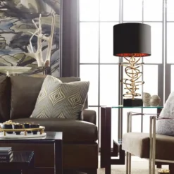 Casa Padrino Luxus Tischleuchte Gold / Schwarz H. 71 cm - Luxus Leuchten