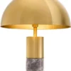 Casa Padrino Luxus Tischleuchte Messingfarben / Grau Ø 50 x H. 70 cm - Tischlampe mit rundem Metall Lampenschirm