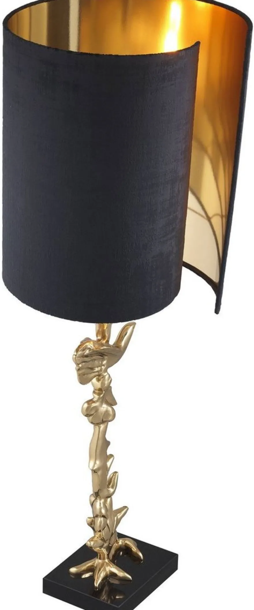 Casa Padrino Luxus Tischleuchte Messingfarben / Schwarz Ø 31 x H. 92 cm - Moderne Schreibtischleuchte mit Granitsockel - Luxus Kollektion