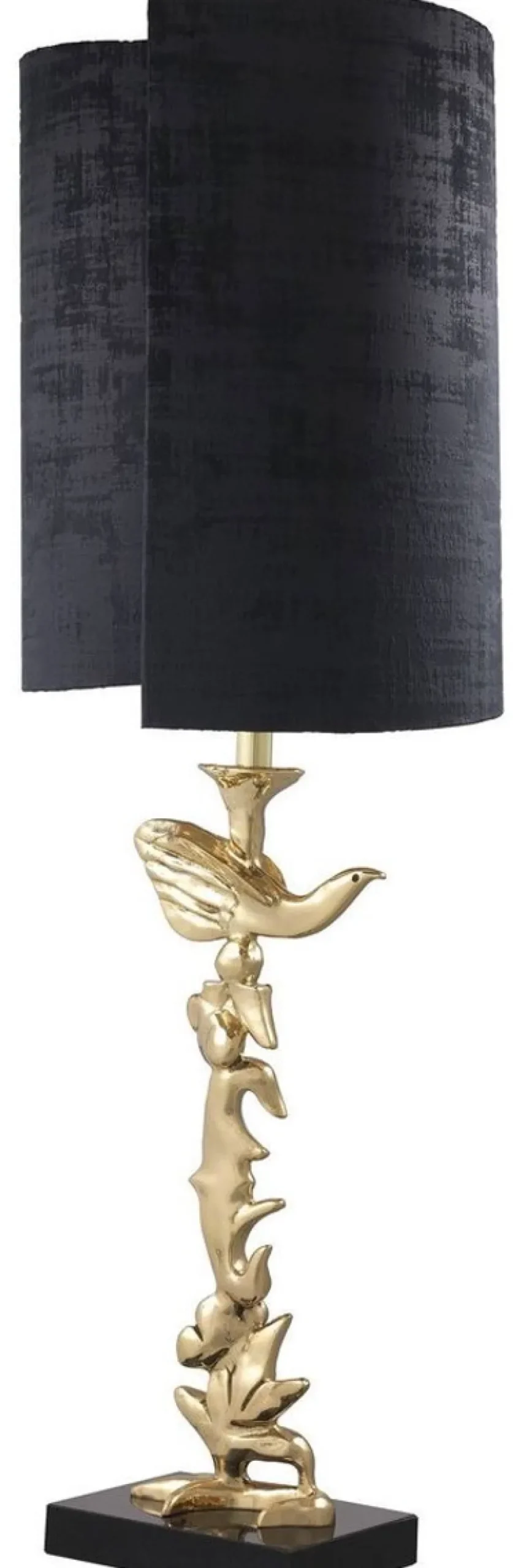 Casa Padrino Luxus Tischleuchte Messingfarben / Schwarz Ø 31 x H. 92 cm - Moderne Schreibtischleuchte mit Granitsockel - Luxus Kollektion