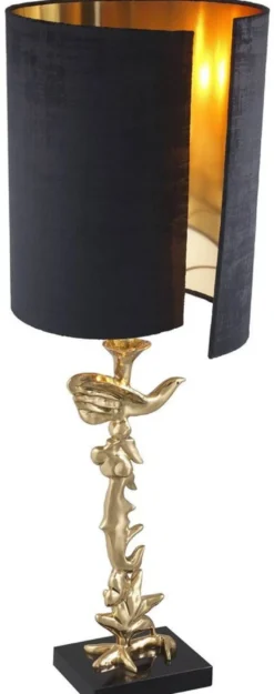 Casa Padrino Luxus Tischleuchte Messingfarben / Schwarz Ø 31 x H. 92 cm - Moderne Schreibtischleuchte mit Granitsockel - Luxus Kollektion
