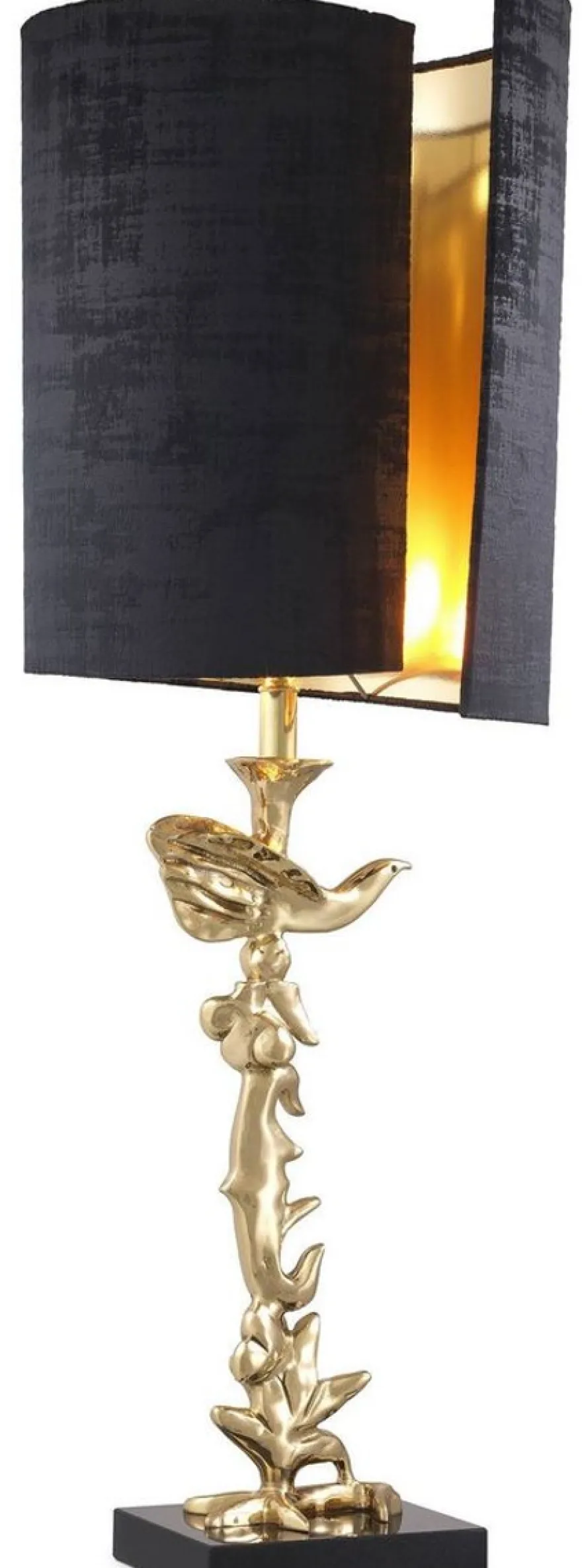 Casa Padrino Luxus Tischleuchte Messingfarben / Schwarz Ø 31 x H. 92 cm - Moderne Schreibtischleuchte mit Granitsockel - Luxus Kollektion