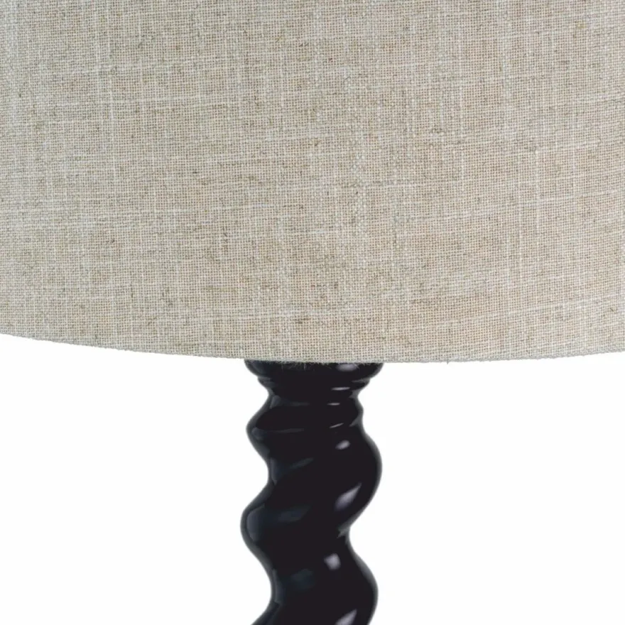 Casa Padrino Luxus Tischleuchte Schwarz / Beige H. 81 cm - Schreibtischleuchte