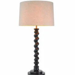 Casa Padrino Luxus Tischleuchte Schwarz / Beige H. 81 cm - Schreibtischleuchte