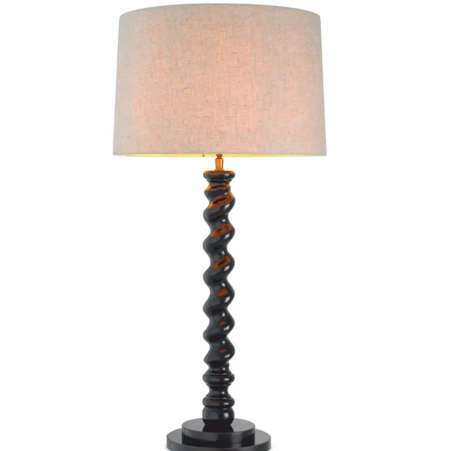 Casa Padrino Luxus Tischleuchte Schwarz / Beige H. 81 cm - Schreibtischleuchte