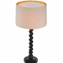 Casa Padrino Luxus Tischleuchte Schwarz / Beige H. 81 cm - Schreibtischleuchte