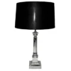 Casa Padrino Luxus Tischleuchte Silber / Schwarz 18 x 18 x H. 67 cm - Säulen Tischleuchte mit Lampenschirm