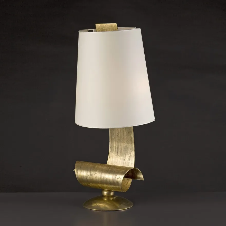Casa Padrino Luxus Tischleuchte Antikgold Ø 40 x H. 88 cm - Handgefertigte Tischleuchte aus Schmiedeeisen mit Voluten - Luxus Kollektion - Edel & Prunkvoll