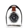 Casa Padrino Luxus Tischuhr 49 Regent Street London, vernickeltes Metall und braunes Leder, 18 x 5 x H. 24,5 cm