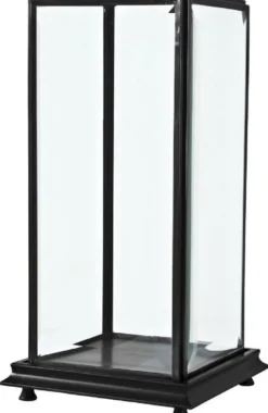 Casa Padrino Luxus Tischvitrine Antik Bronze / Schwarz 22 x 22 x H. 52,5 cm - Wohnzimmer Dekoration