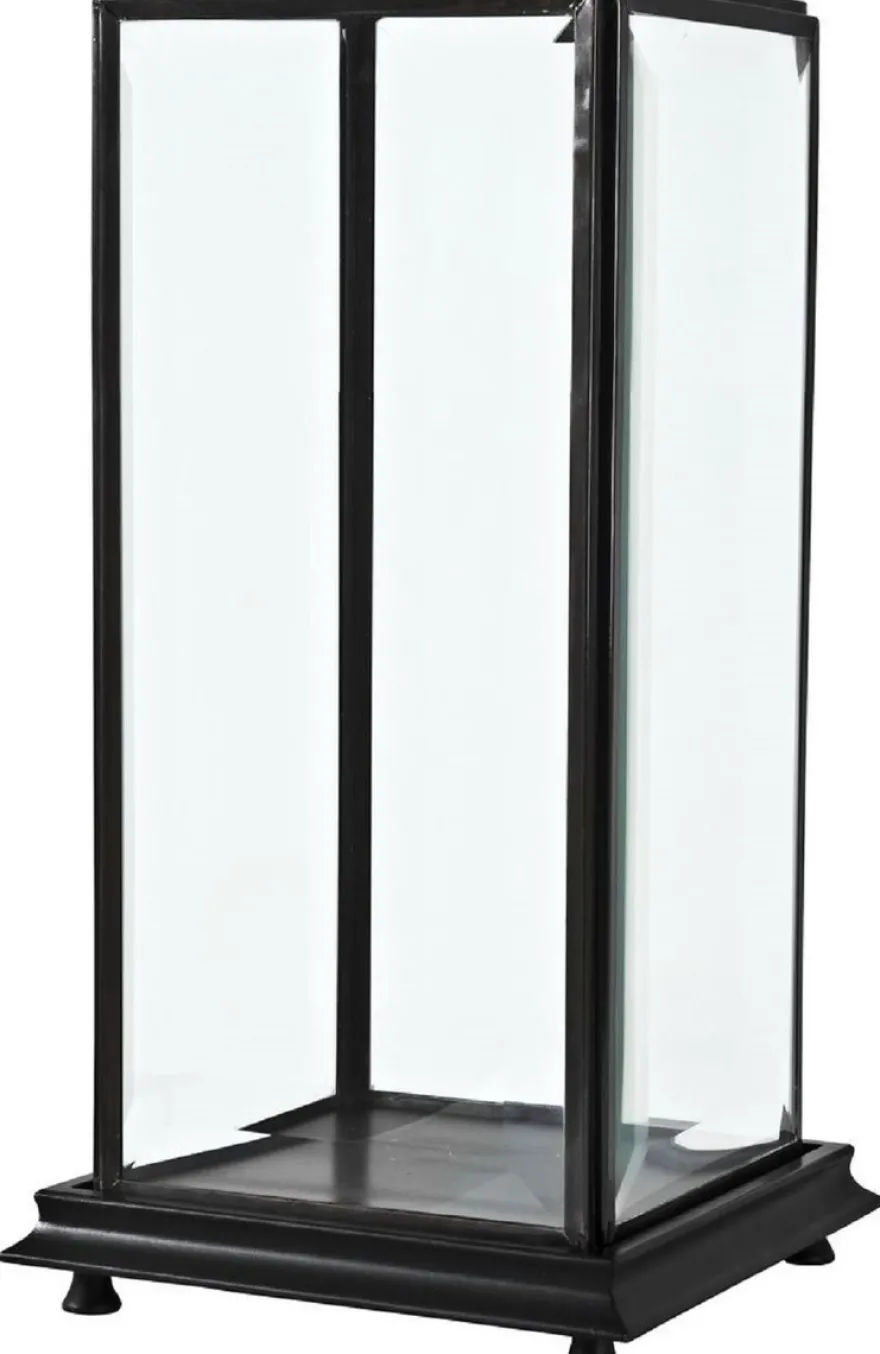 Casa Padrino Luxus Tischvitrine Antik Bronze / Schwarz 22 x 22 x H. 52,5 cm - Wohnzimmer Dekoration