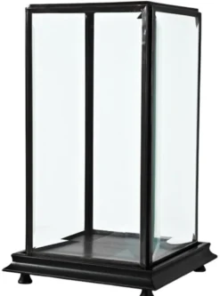Casa Padrino Luxus Tischvitrine Schwarz / Antik Bronze 22 x 22 x H. 37 cm - Wohnzimmer Dekoration