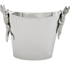 Casa Padrino Luxus Tisch Weinflaschenhalter Weinkühler Modell Krokodil Nickel Finish, 33 x 20,5 x 24,5 cm