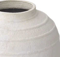 Casa Padrino Luxus Tonvase Matt Weiß Ø 70 x H. 100 cm - Handgefertigte Runde Deko Vase - Wohnzimmer Deko - Garten Deko - Deko Accessoires