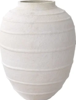 Casa Padrino Luxus Tonvase Matt Weiß Ø 70 x H. 100 cm - Handgefertigte Runde Deko Vase - Wohnzimmer Deko - Garten Deko - Deko Accessoires