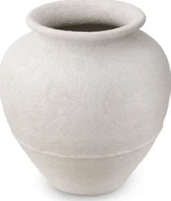 Casa Padrino Luxus Tonvase Matt Weiß Ø 45 x H. 54 cm - Handgefertigte Runde Deko Vase - Wohnzimmer Deko - Garten Deko - Deko Accessoires